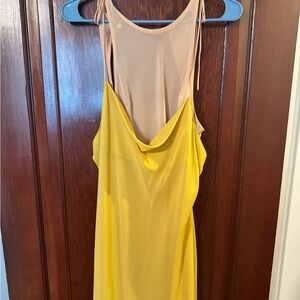 Zara Yellow and Beige Midi Dress